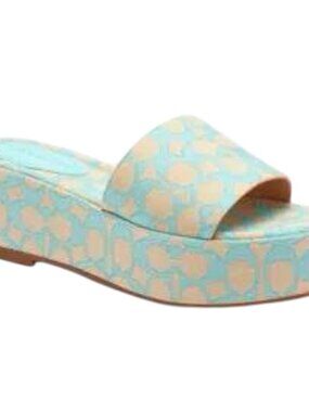 NEW COACH Women's Eloise Jacquard Sandal Blue – Size 8 (CT816)